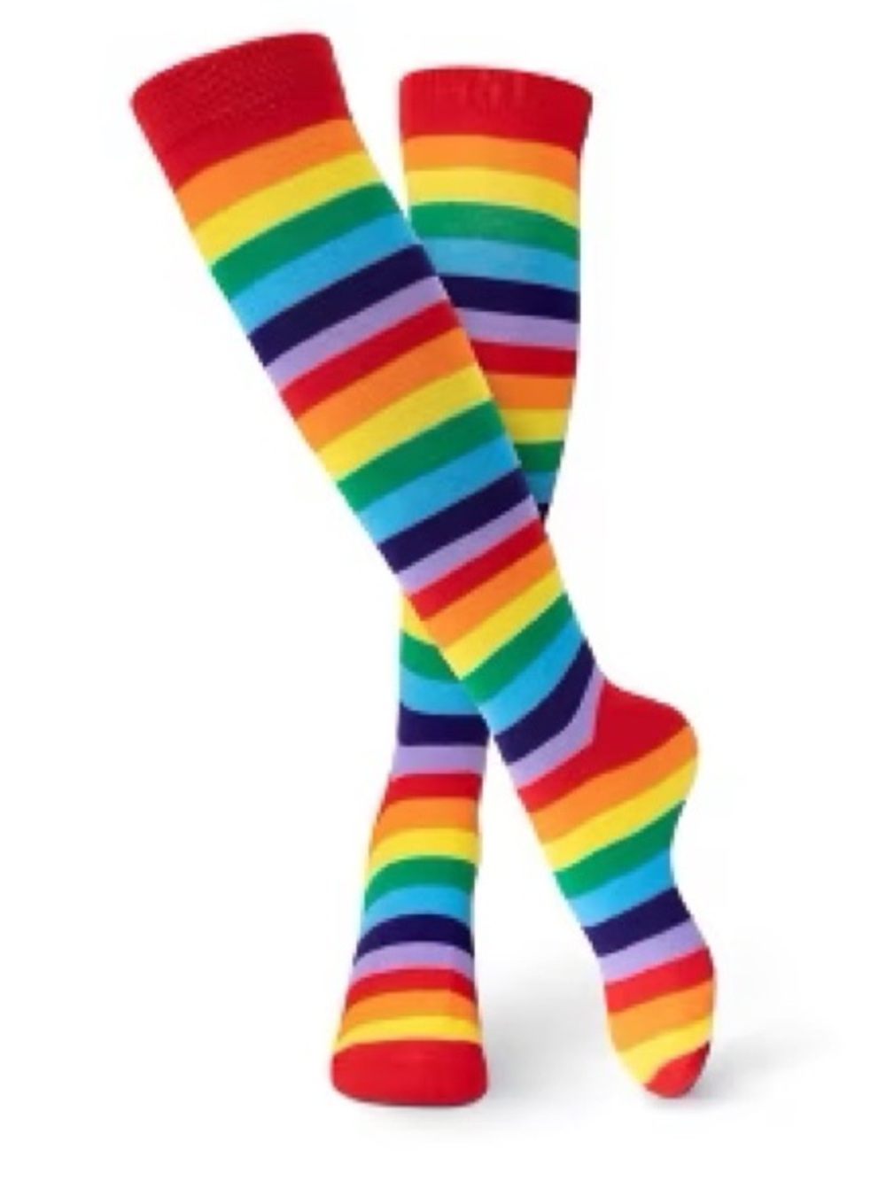 BNWOT!  Bright Rainbow Striped Knee-High Socks